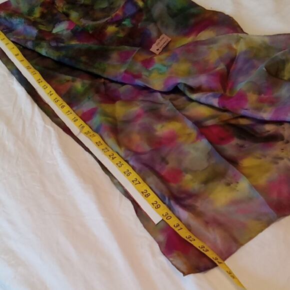 NWT Ellyn Ahmer Hand painted Silk Multicolor Abstract Scarf. Versatile, Dressy - Picture 5 of 6